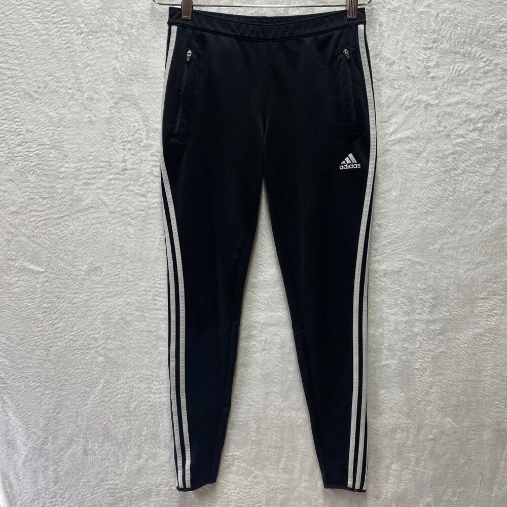 Adidas Climacool Pants Women's Small Black 3 Stripe Mid Rise Ankle Zip Pull-On‎